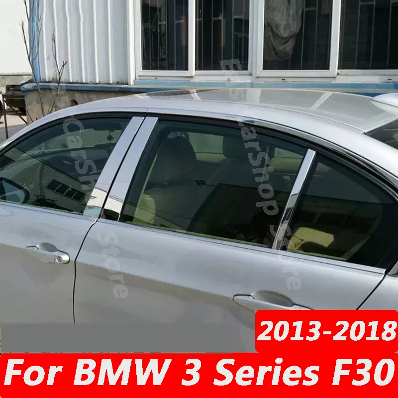 

For BMW 3 Series F30 2013-2018 Car Chrome Stainless Steel Middle Central Column PC Window Trim B C Pillar Sticker Accessories