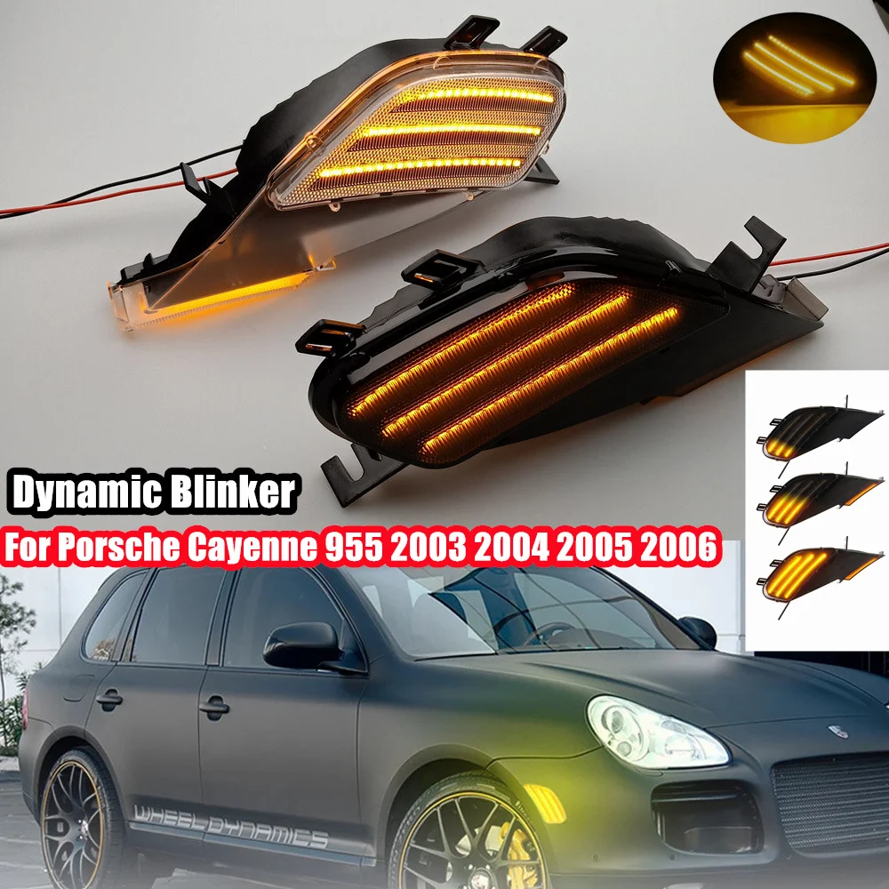 

LED Dynamic Amber Turn Signal Lamp Side Marker Indicator Light Sequential Blinker For Porsche Cayenne 955 2003 2004 2005 2006