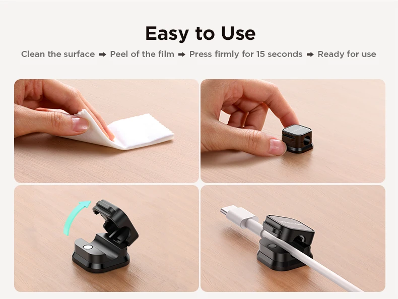 Joyroom Magnetic Cable Clips Cable Smooth Adjustable Cord Holder Cable Management Wire Keeper Under Desk Cable Organizer Holder