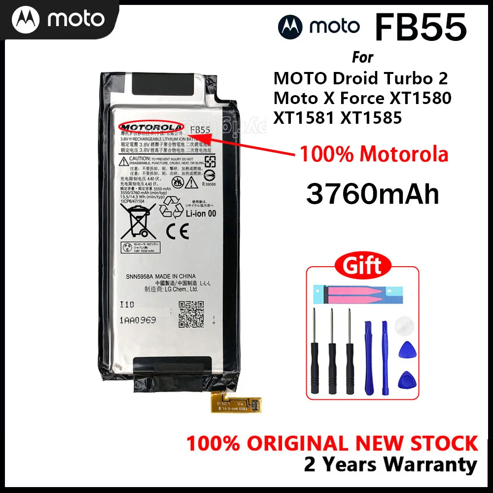 

Motorola 100% Original FB55 3760mAh Battery For MOTO Droid Turbo 2 XT1580 XT1581 XT1585 Moto X Phone Batteria With Free Tools