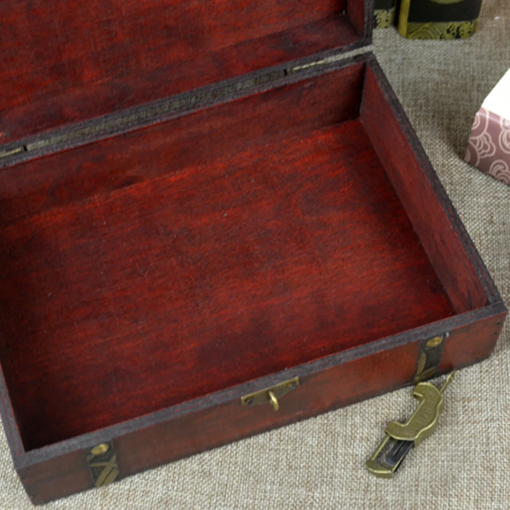 Wooden Storage Box Jewelry Organizer Retro Pirate Trinket Display