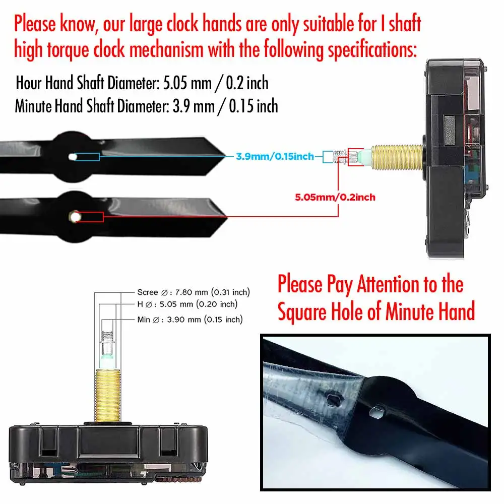 MCDFL Large 3d Wall Clock Hands Mechanism Needles Parts Repair Kit Tools Motor Pointers for 60 Cm Watches Decorated Living Room