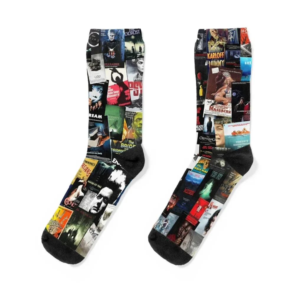 

100 Best Horror Movies of All Time Collage Socks man Toe sports Male Socks Women's