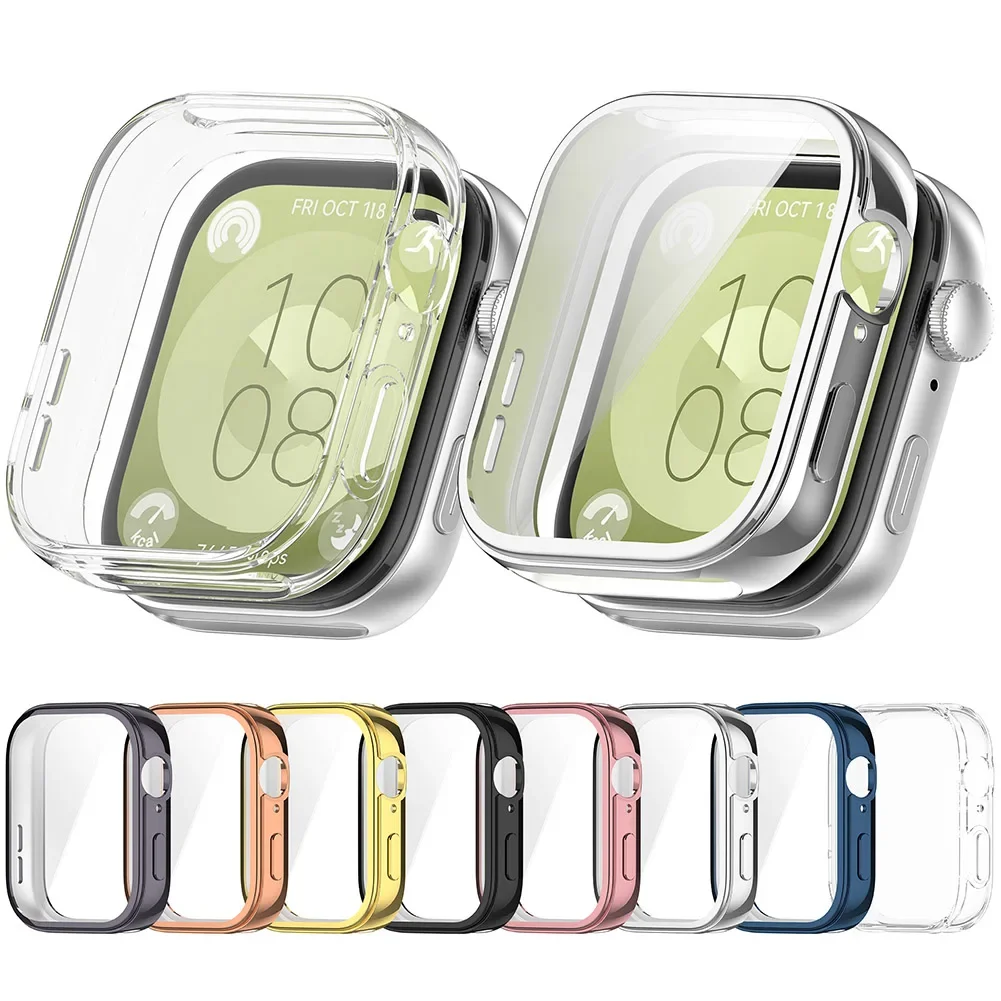 TPU Case Soft All-Around Coverage Screen Protector Full Bumper Protective Cover Smart Watch Case for Huawei Watch Fit 3