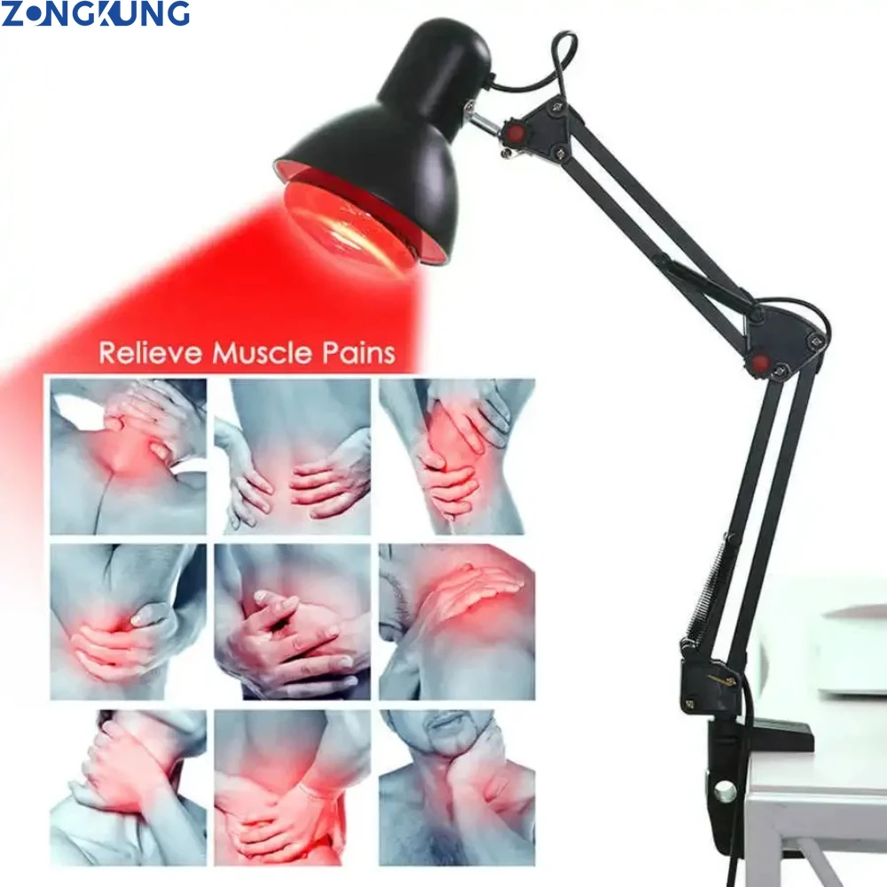 Lampe de Physiothérapie à Chaleur Infrarouge, 150W, Réglable à 180 °, Anti-dérapant, pour les Soins de Santé