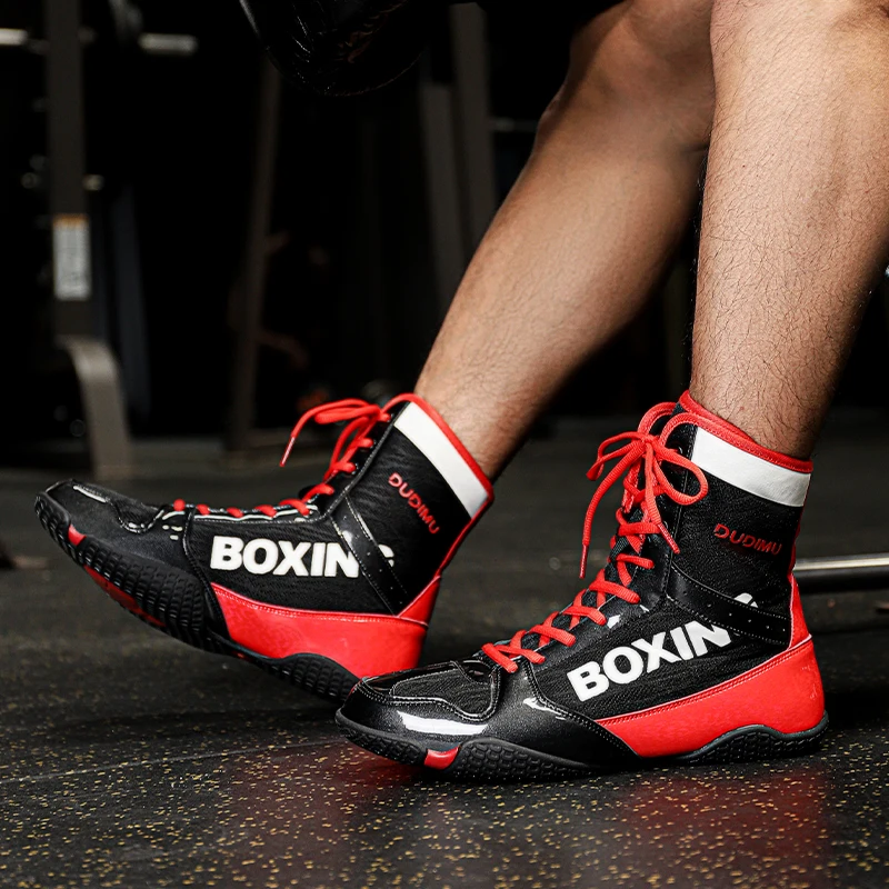 Luxury Brand Boxing Shoes Mens Lace Up Mens Powerlifting Shoes Wrestling Womens Wrestling Non-Slip Fitness Shoe