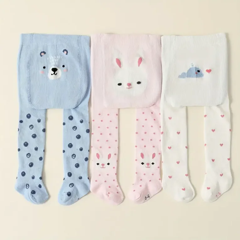 3-teilige Baby-Strumpfhose für Mädchen – weiche Strick-Leggings, warm und dehnbar, für Frühlings-/Herbst-Baby-Outfits, verspielte Jugendliche – Detail 8