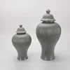 Ceramic General Jar Porcelain Ginger Jar Stripe Sealed Tea Storage Tank with Lid Ceramic Handicraft Ornaments Home Decoration 4