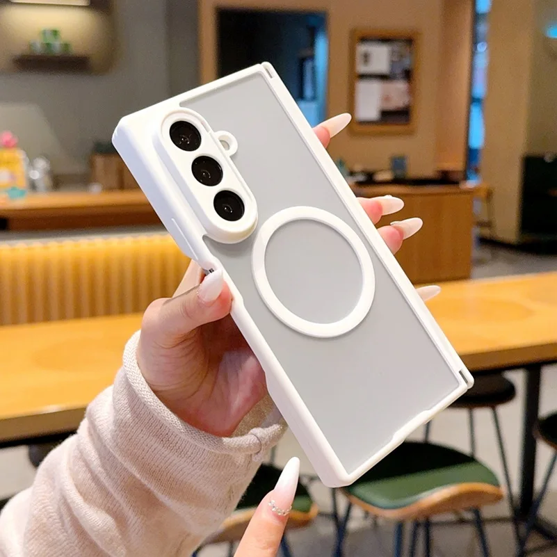 Frosted Matte Semi-Transparent Magnetic Phone Case with Ring Holder