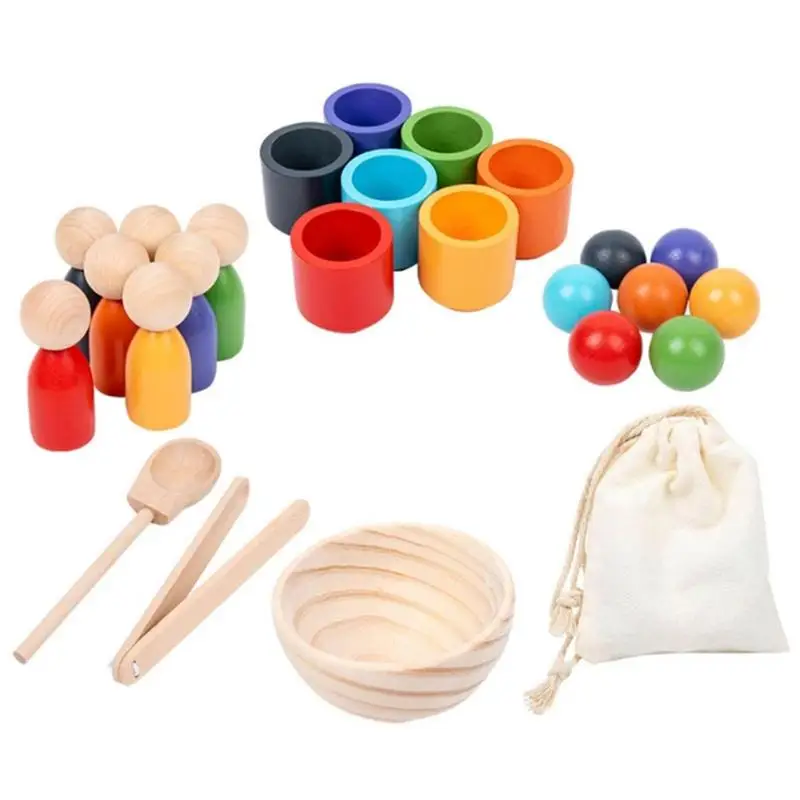 

Montessori Ball Toddler Sorting Toys Wooden Montessori Rainbow Toy Strong Wood For Daycare Centers Preschoolers For Holiday Toy