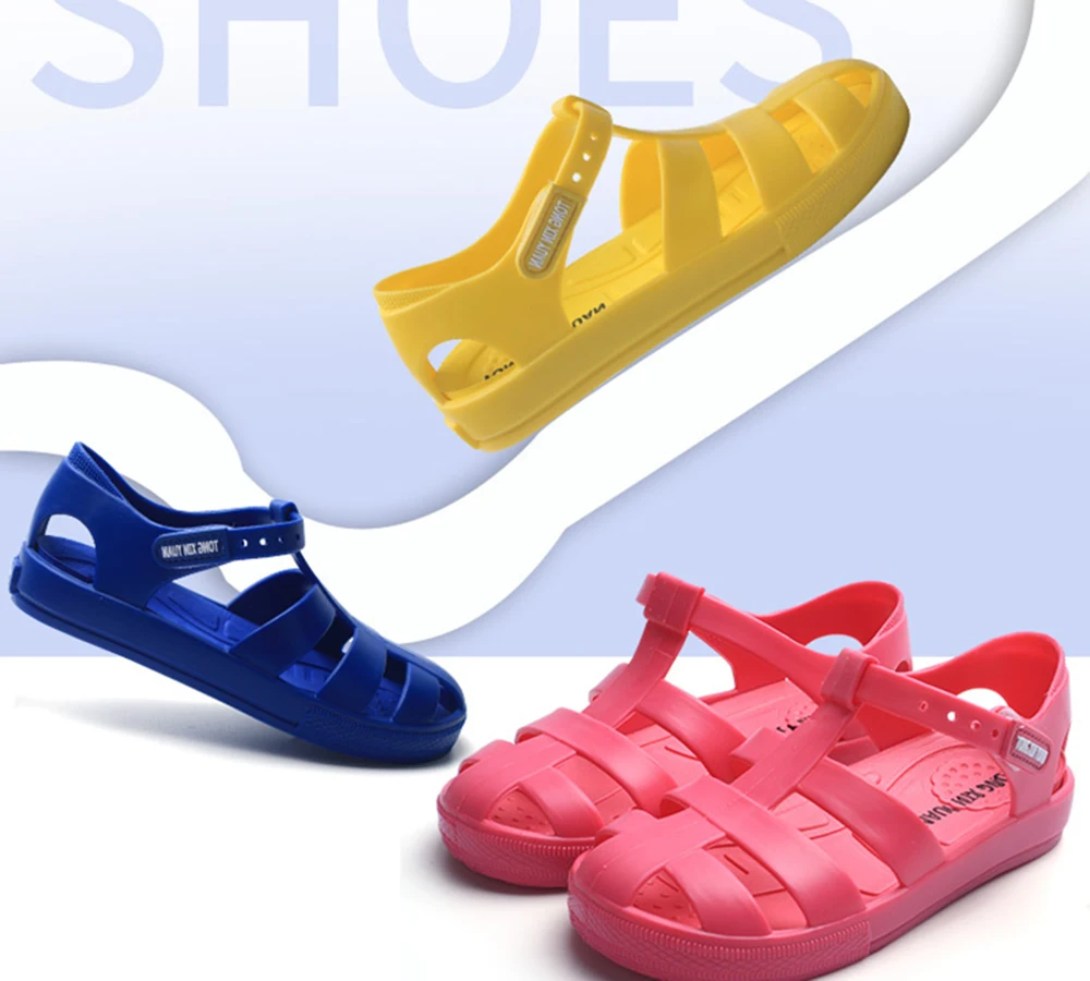 

New Girls' Sandals Consider Solid Rome Jelly Shoes In Summer Children's Waterproof Beach Shoes Boys' Sandals