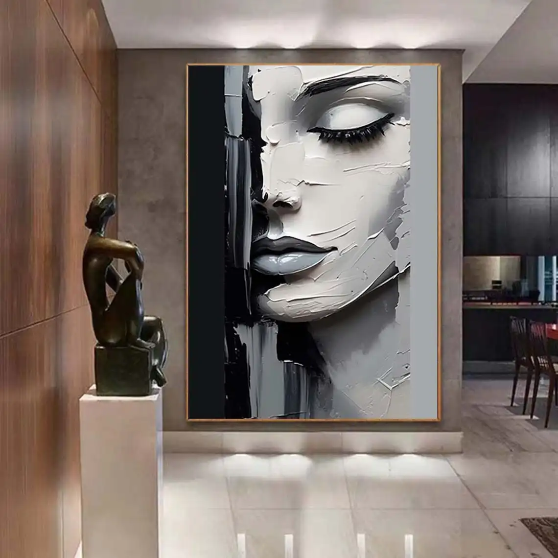 thumbnail image 1 of Pintura de chica desnuda, pintura al óleo figurativa hecha a mano, obra de arte para el hogar, pintura abstracta grande de chica pintada a mano sobre lienzo, arte de pared, 1 of 5