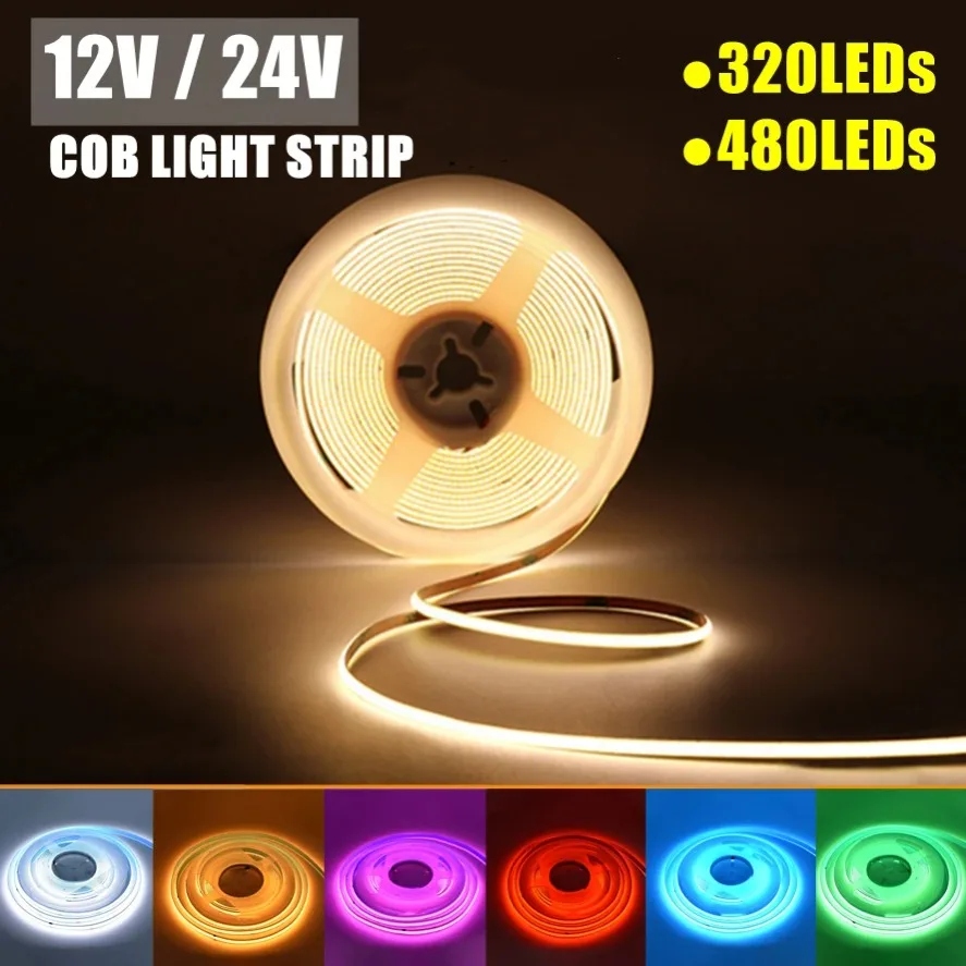 High-Density Colorful COB LED Strip Light - 8mm Flexible RA95