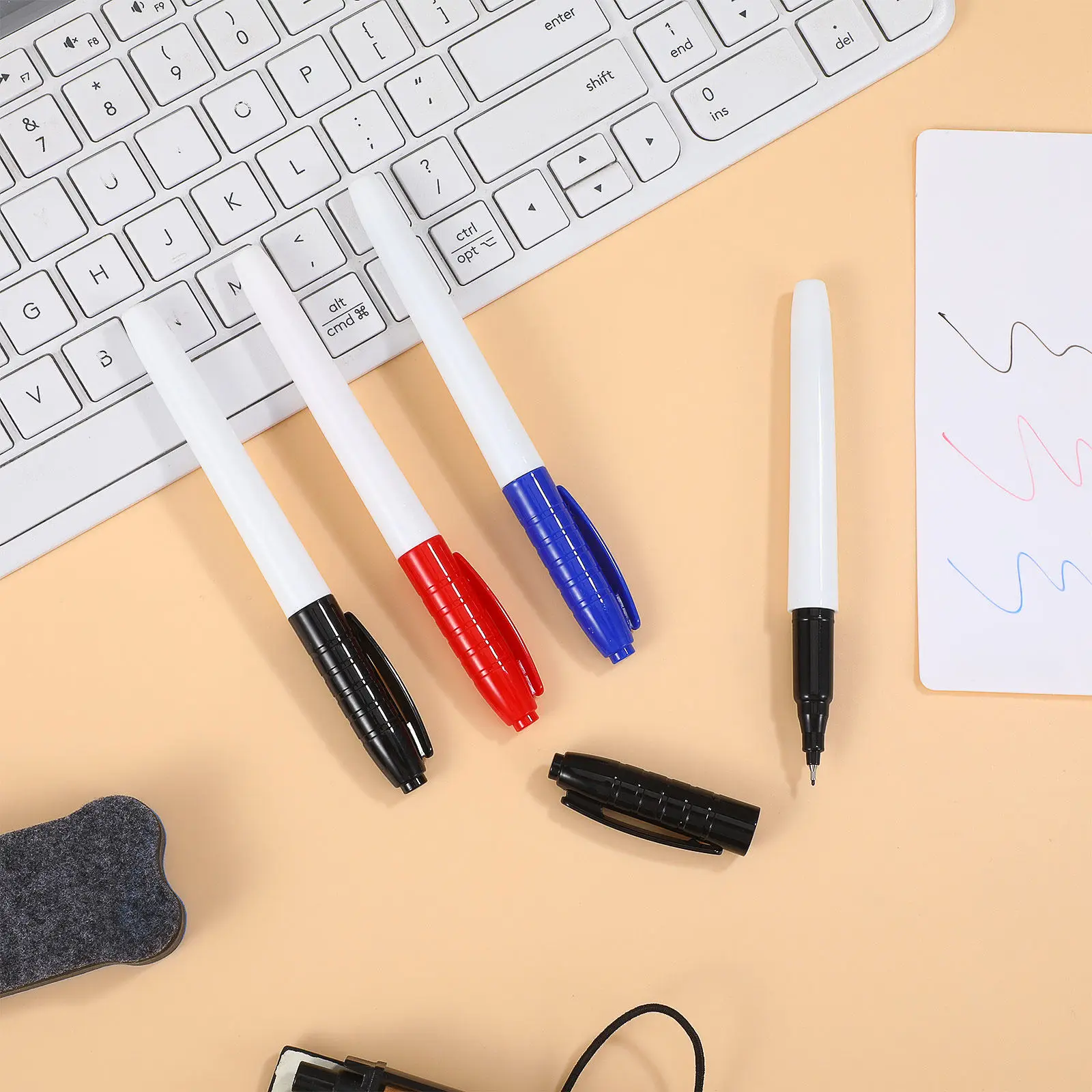 6Pcs 화이트보드 마커 지울 수 있는 드라이 지우기 파인 팁 사무실 학교 가정용 창의적인 다목적 마커 펜