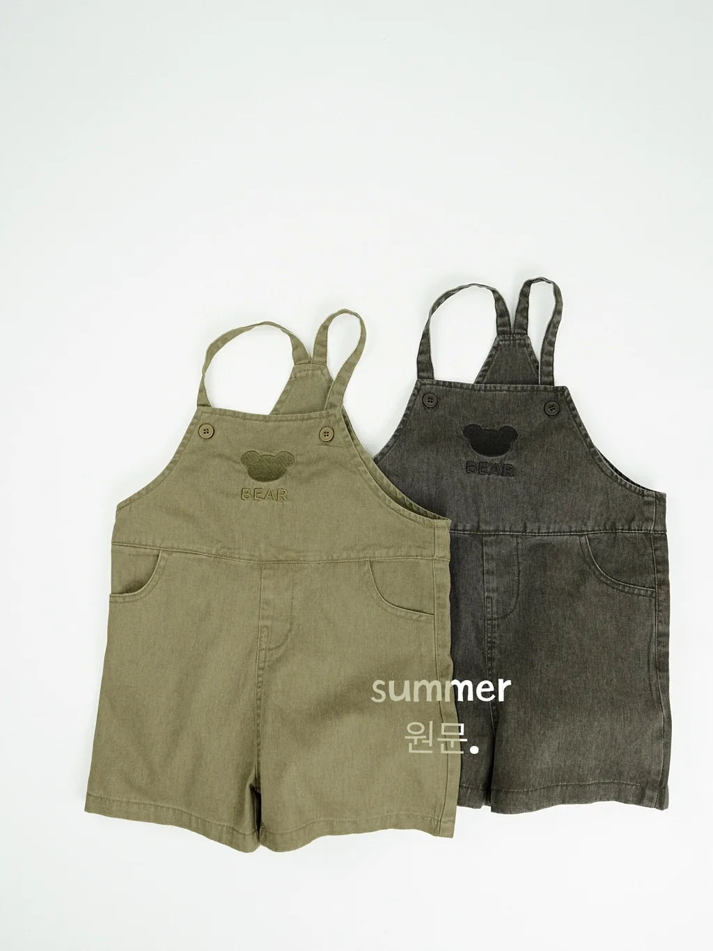 2025 Summer New Cute Bear Embroidery Girls Jeans Overalls Loose Children Sling Pants Kids Boys Denim Strap Shorts Baby Clothes