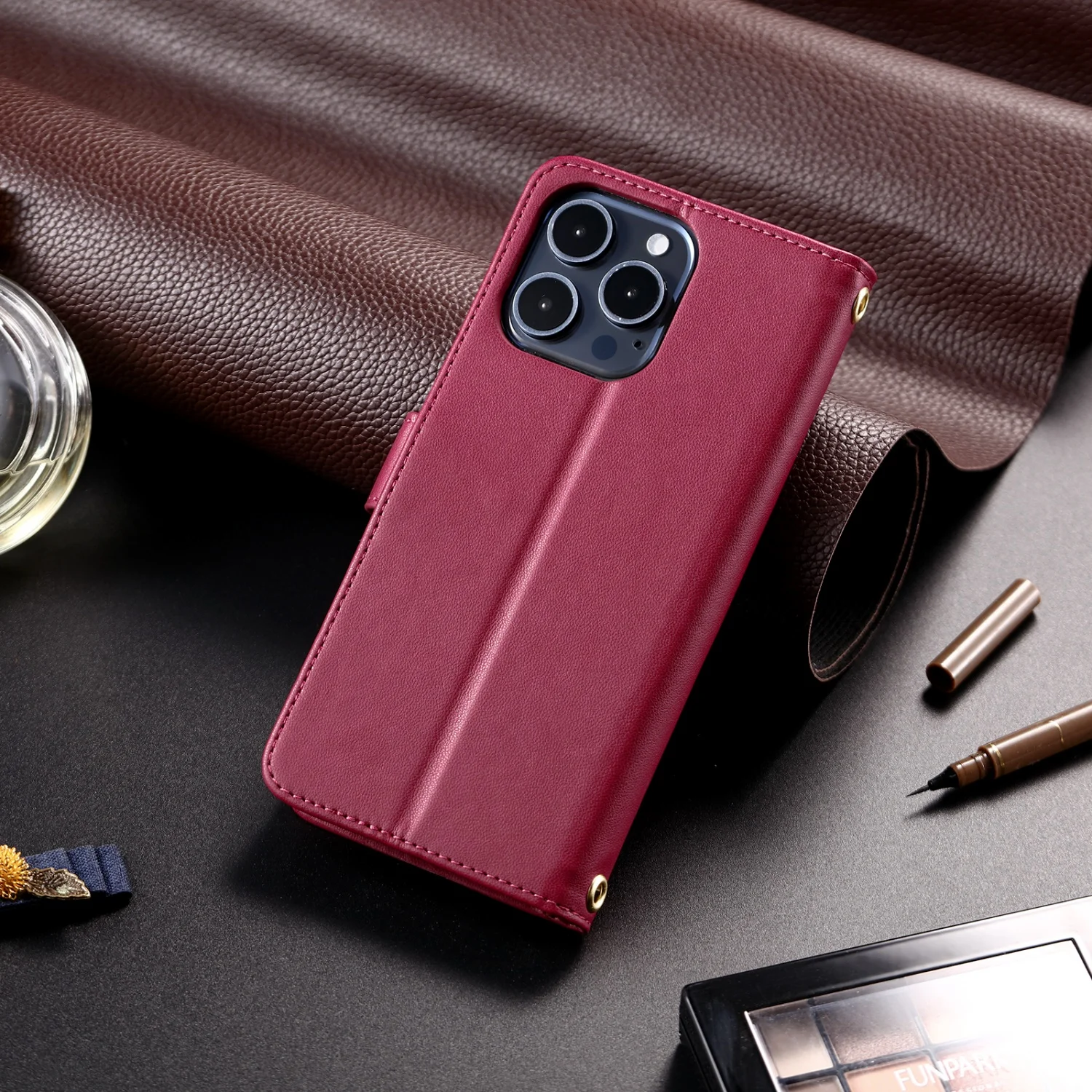 Leather Flip Wallet Phone Case with Stand and Protective Cover