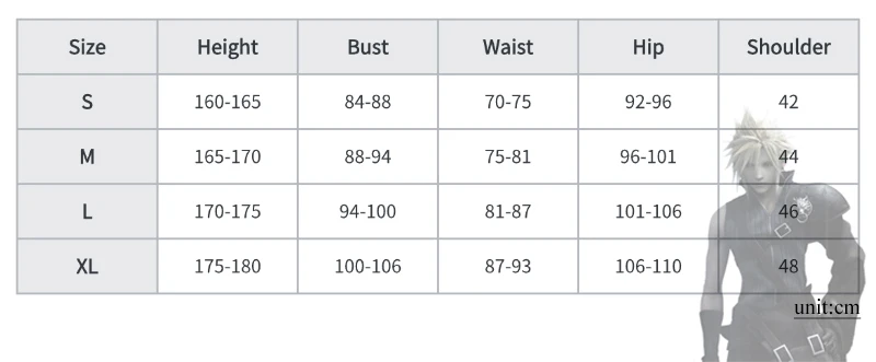 Final Fantasy FF7 Remake Cloud Strife Cosplay Kostüm Outfit Pauldrons Halloween Erwachsene Kostüme für Frauen/Männer Anpassen 12 Final Fantasy FF7 Remake Cloud Strife Cosplay Kostüm Outfit Pauldrons Halloween Erwachsene Kostüme für Frauen/Männer Anpassen 1