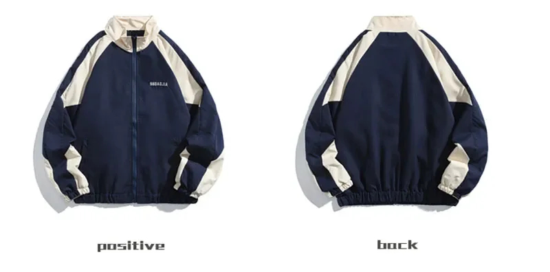 Hip-Hop Varsity Jacke für Herren High-Street Patchwork Farbblock Windbreaker Oberbekleidung Mäntel Frühling Herbst Dünne College-Jacken für Männer – Detail 2