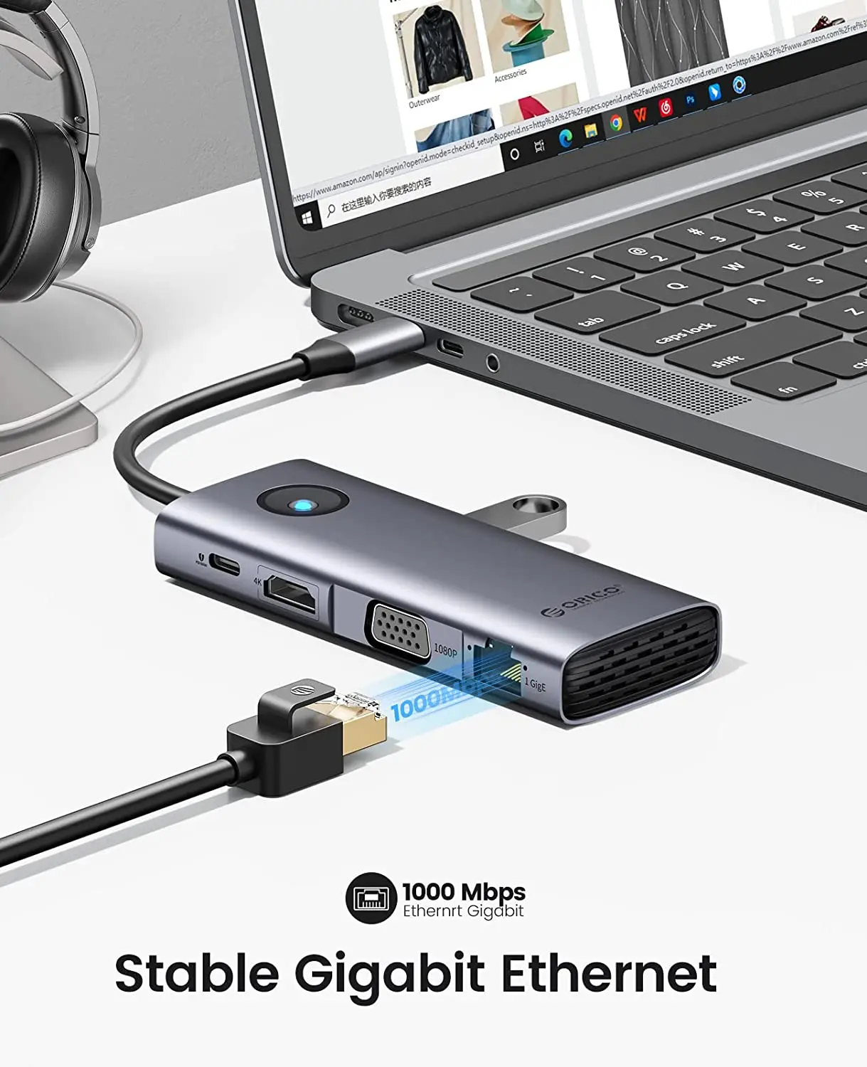 orico station de type hub usb adaptateur compatible hdmi séparateur sd tf pour macbook huawei mate