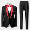 Men Mariage Color Block Collar Suits Jacket Trousers Waistcoat Male Business Casual Wedding Blazers Coat Vest Pants 3 Pieces Set 2
