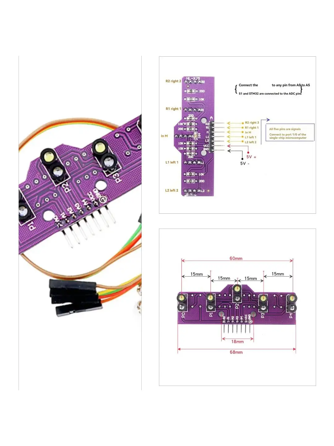 Capteur suivi ligne 5 voies analogique pour robot tank RC