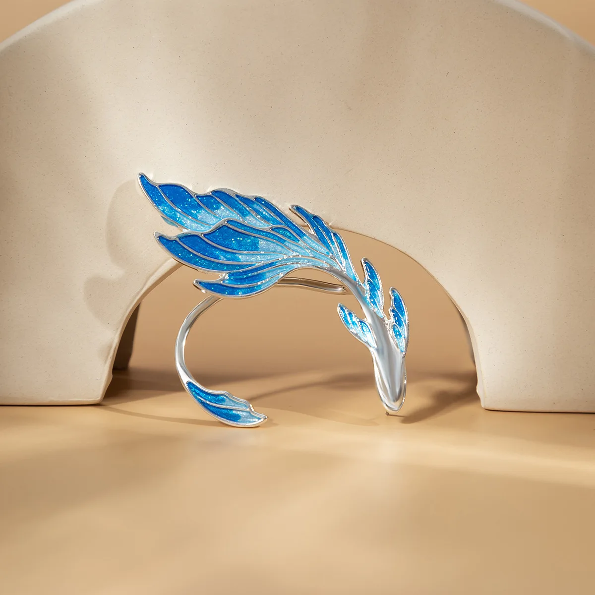 Blue Painted Elf Ear Cuffs for Women Fish Animal Clip on Earrings Fairy Wings Without Piercing Earrings Wedding Jewelry ear clip earrings clip earrings ear clip ear accessories