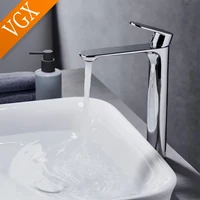 VGX ก๊อกน้ําห้องน้ําอ่างล้างหน้าสูงอ่างล้างจานสูงก๊อกน้ํา Gourmet อ่างล้างหน้าก๊อกน้ําแตะร้อนเย็น Tapware Crane ทองเหลืองสีดําทอง 4