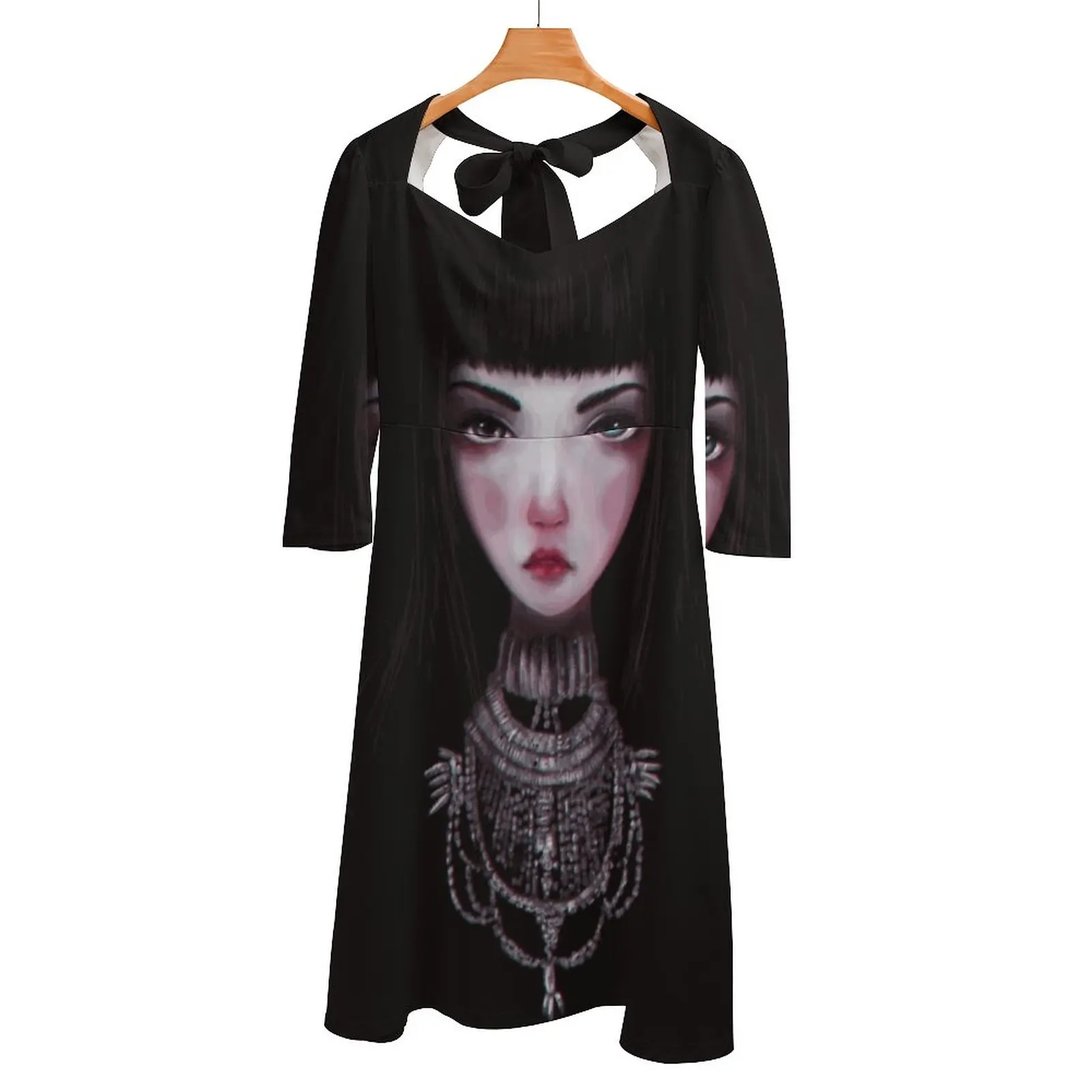 

Heiress Back Lacing Backless Dress Square Neck Dress Sweet Elegant Dress Girls Heiress Dark Cute Sadness Sad Eyes Dresses For