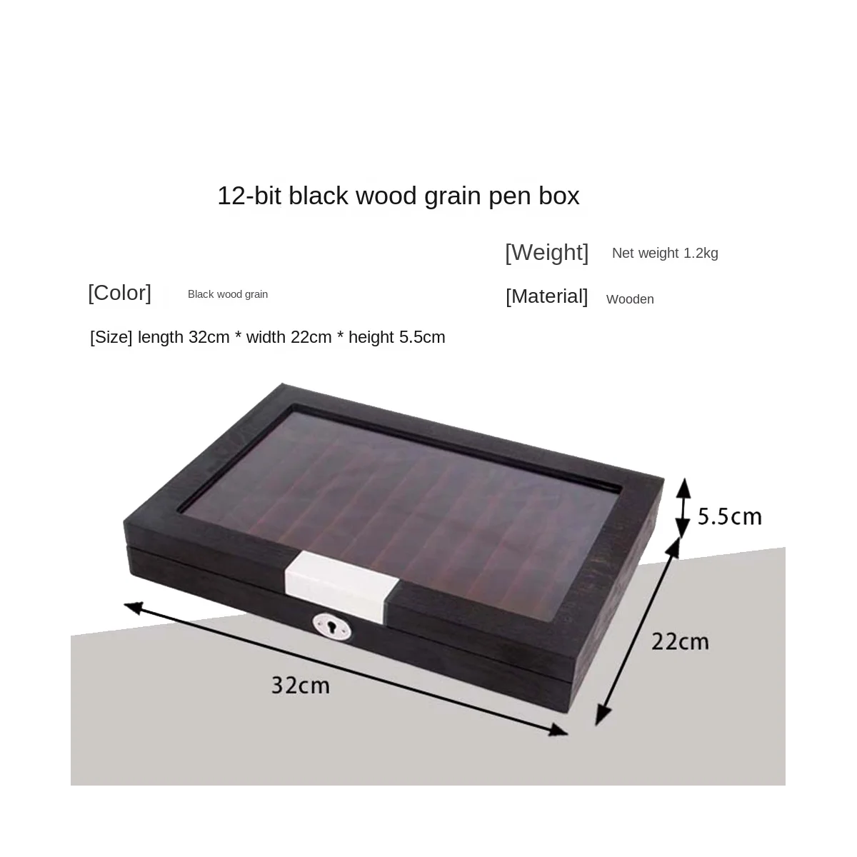 

12 Slots Wood Pen Display Box Deluxe Pen Case with Key Transparent Window Fountain Storage Showcase Organizer-Collection