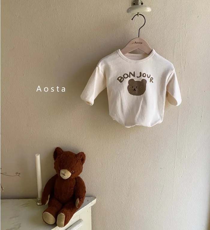 Autumn New Baby Long Sleeve T Shirts Boys Girls Cartoon Print Casual Pullover Infant Plaid Versatile Bottoming Shirt Tops