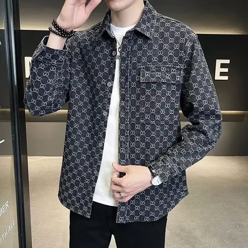 Denim Jacket Autumn Men's Shirt Collar Blazer Versatile Young Lapel Top Korean Version Casual Clothing