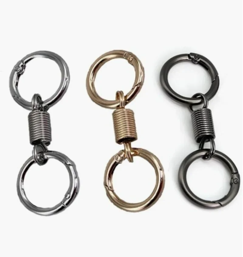 

5pcs Retro Spring Double Ring Keychain Spring Shaped Keyrings Rotatable Zinc Alloy DIY Accessories for Keys Holding