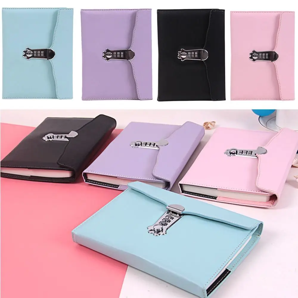 A5-PU-Leather-Password-Notebook-Solid-Color-Book-with-Digital-Lock ...