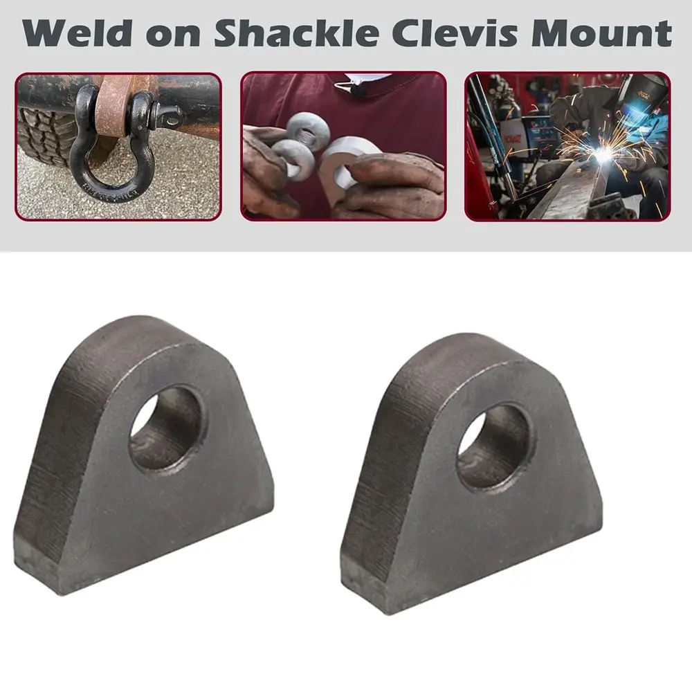 Weld On Shackle Clevis Mount 1-inch Steel Shackle Mount (Set of 2) for Offroad/Trucks/Trailer/Hydraulic Bucket Bumper Towing