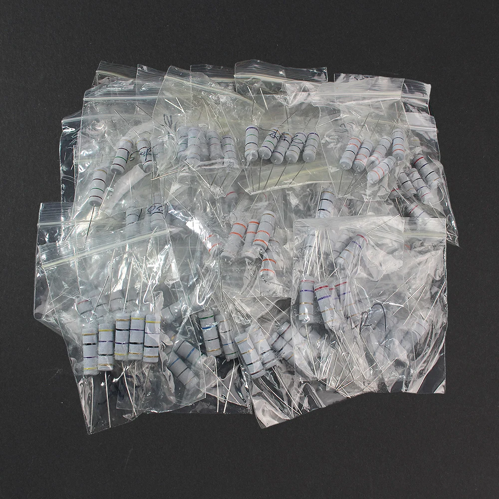 

150PCS 5W 0.1R~750R Resistor Pack Set, 30 Values Carbon Film Resistor Assorted Kit, 10 ohm resistor 5% resistencias electronica
