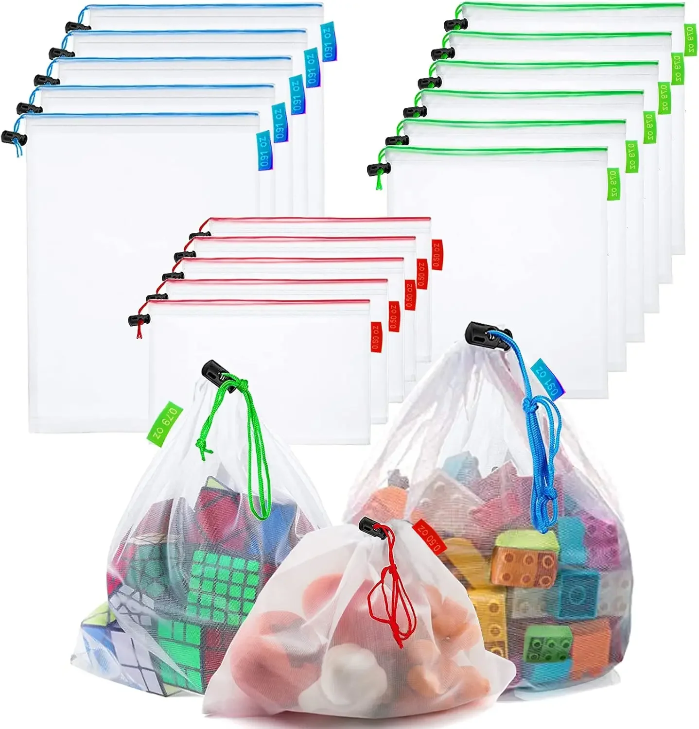 Eco-Friendly Mesh Pouches for Organized Living - Reusable, Washable, Drawstring Bags for Home and Office Storage