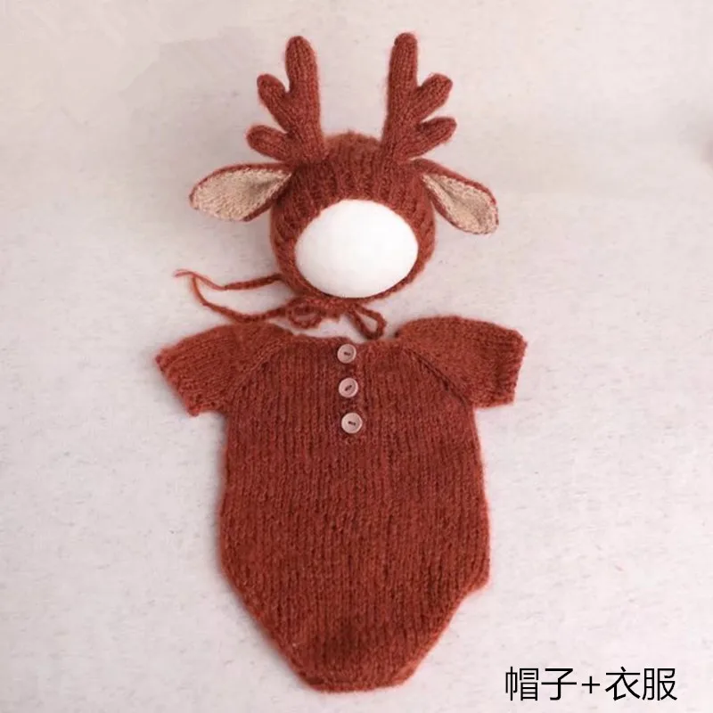 baby-photography-clothes-handmade-woolen-hook-weaving-props-studio-baby-100-day-full-moon-photography-deer-clothing