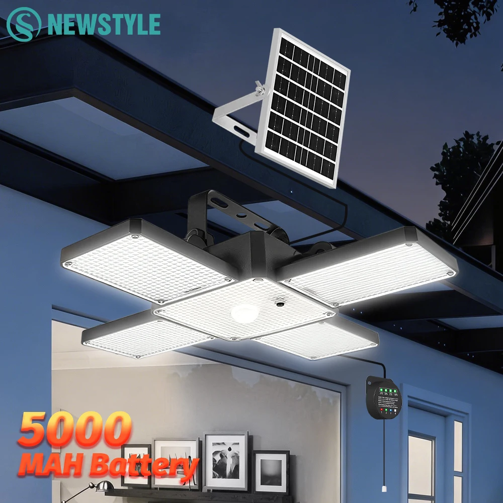 Solar Powered Barn Light Indoor Outdoor LED Hanging Solar Lamp with Motion Sensor Solar Pendant Light Garden Garage Chicken Coop