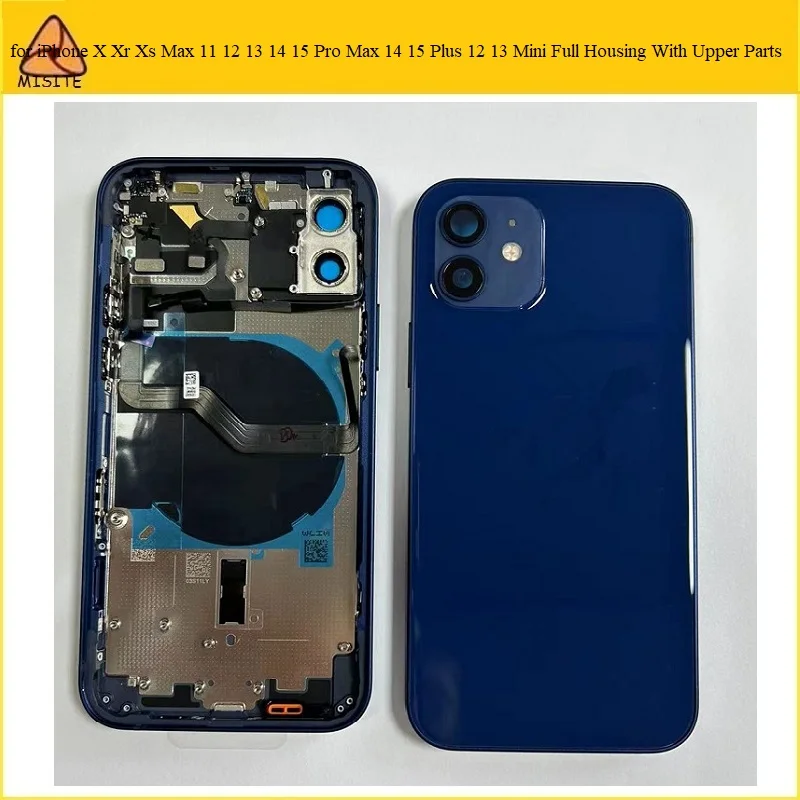 

10Pcs Full Housing with Upper Parts For iPhone 12 12Mini 12Pro 12Pro Max Back Glass Battery Cover Middle Frame Chassis Assembly