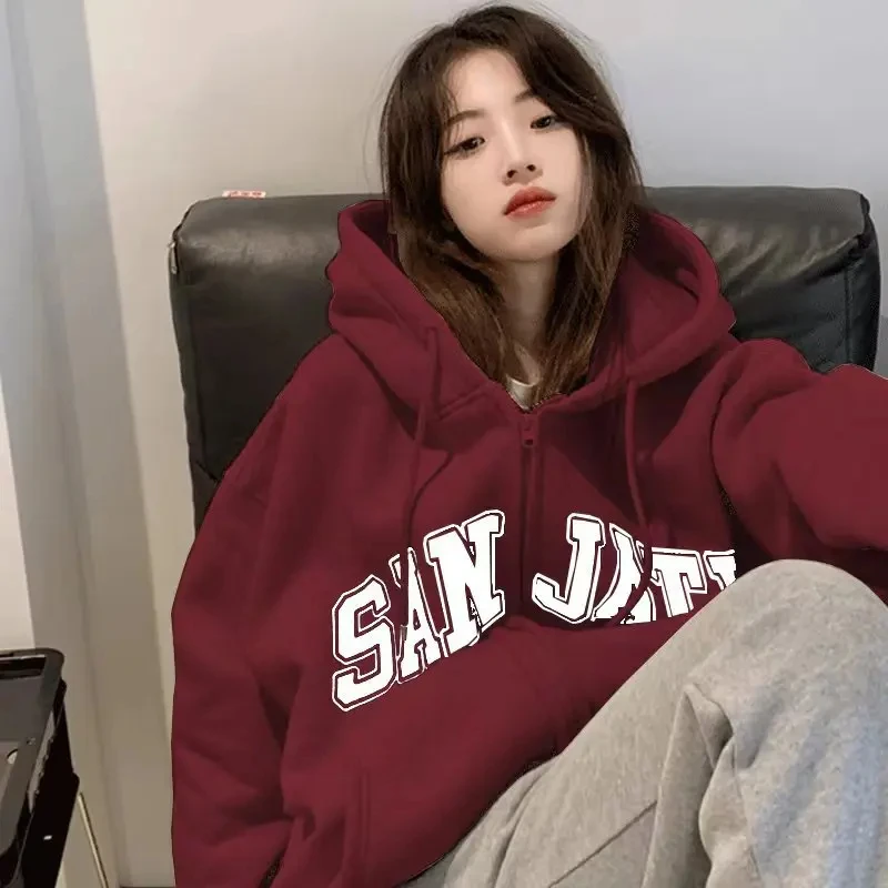 아메리칸 빈티지 지퍼 가디건, Y2k 스트리트 패션, 레트로 루즈 레이지 윈드 후드 스웻셔츠, 커플 오버사이즈 플러스 벨벳 코트