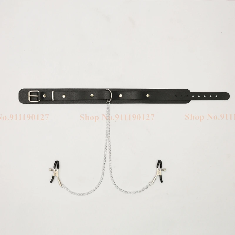 Leather Collar And Bdsm Bondage Chain For Erotic Play Adults_voghion.com