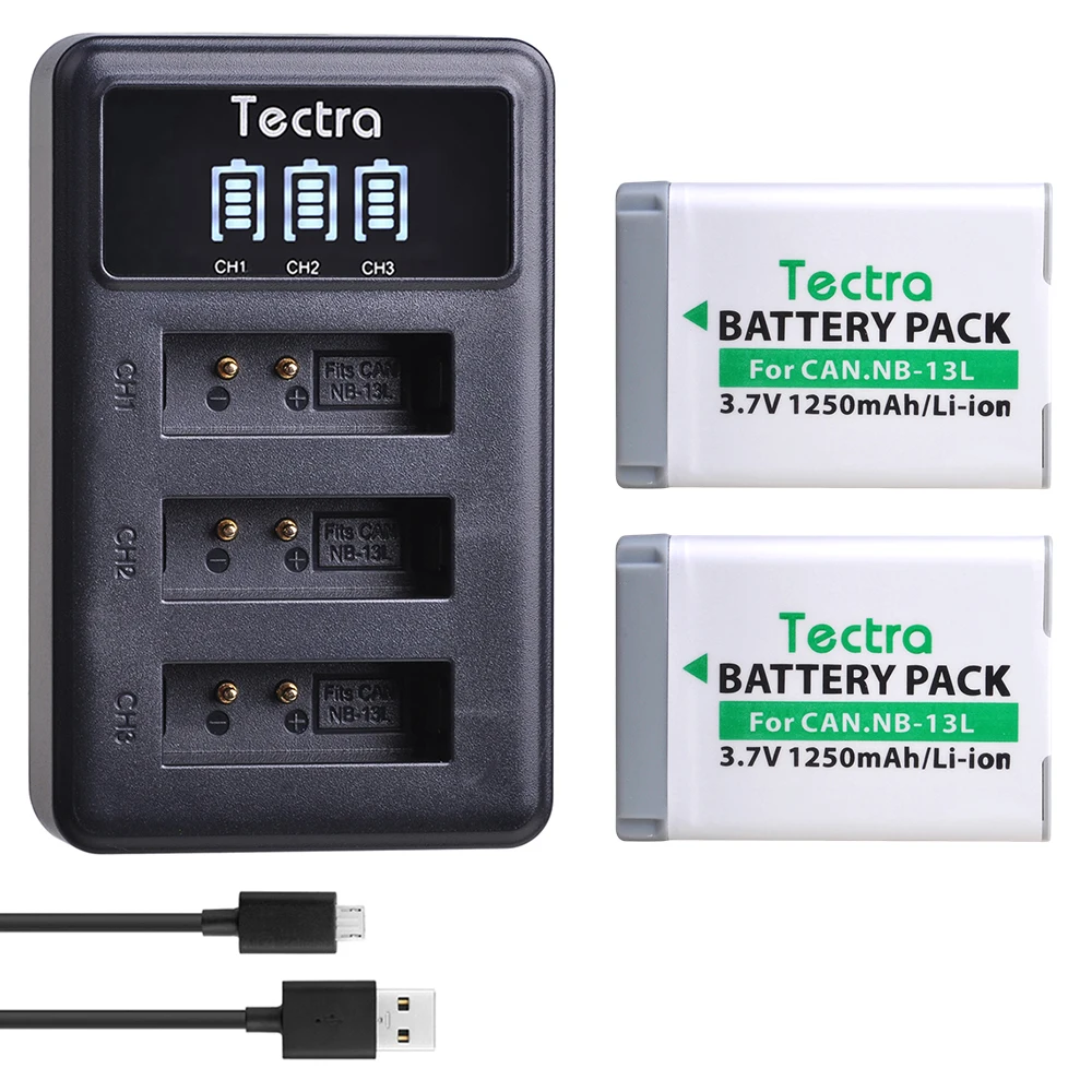 Nb-13L Nb13L Batteria + Caricatore A 3 Slot Led Per Canon Powershot Sx740 Hs,G1X Markiii,G5X,G5X Markii, G7X, G7X Mark Ii,G9X Markii