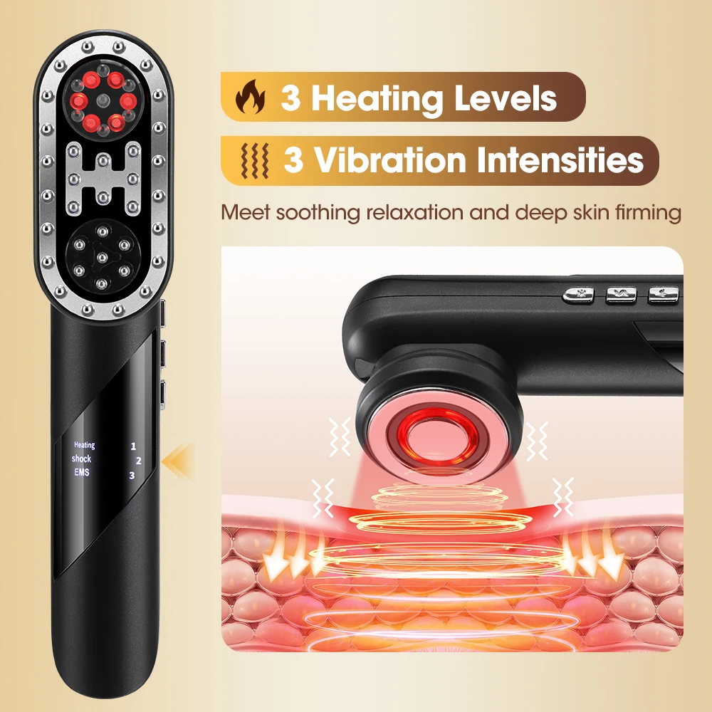 4 In 1 Electric Massage Comb EMS Scalp Massage Brush Heated Vibration Red Light Hair Growth Massager Face Roller Beauty Device