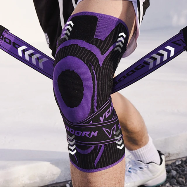Veidoorn Compression Knee Brace with Straps TPE Pad Anti-Slip Silicone Gel Arthritis Support Sports Knee Sleeve for Running 5
