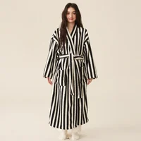 Ensemble de pyjama pantalon et robe de glouton épaissi pour femmes et hommes, velours, rayé, allongé, vêtements de maison, nouveau, automne, hiver, sites de couple 4