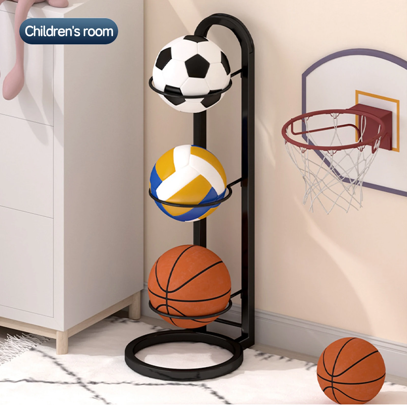 Indoor Children Basketball Storage Rack Home Put Ball Football Storage Basket Placed Rack Volleyball Stand Holder Space