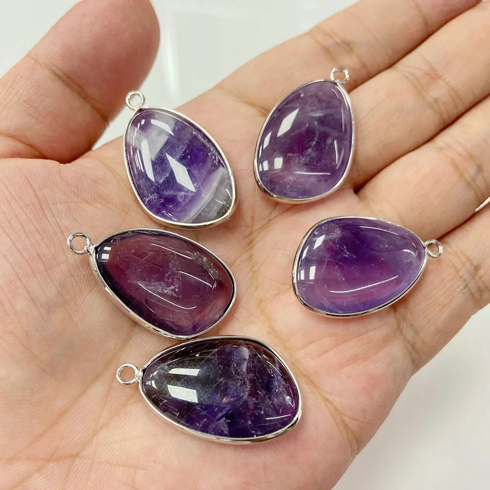 Natural Gems Stone Pendant 20x30mm Irregular Amethysts Quartz Lapis Lazuli Pendants DIY Choker Necklace Jewelry Accessories Gift - 4
