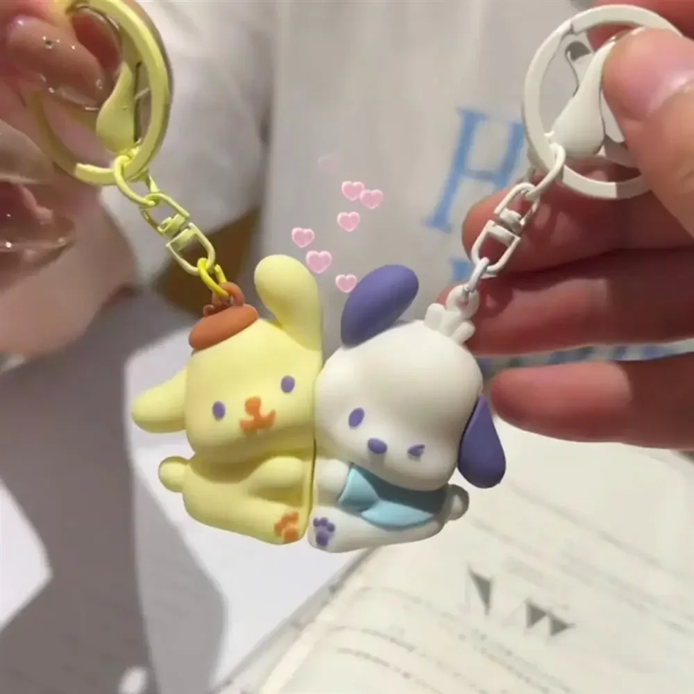 Sanrio Pochacco PomPomPurin Magnetic Keychain Creative Cartoon My Melody Kuromi Couple Cute Pendant Backpack Decoration Gifts 3