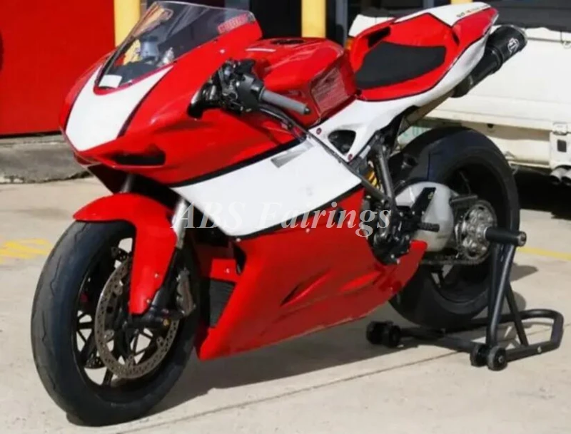 

4Gifts New ABS Motorcycle Fairings Kit Fit for Ducati 848 1098 1198 evo 2007 2008 2009 2010 2011 2012 Bodywork Set Red White