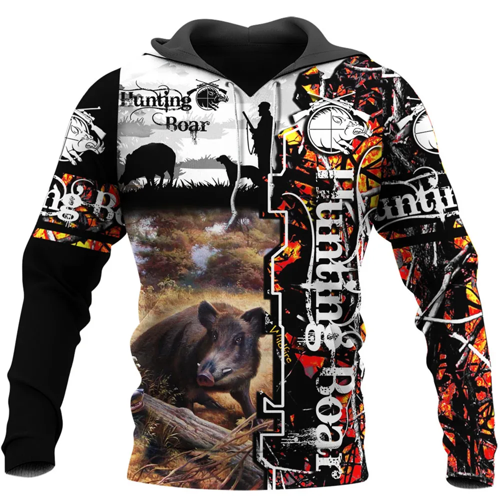 

CLOOCL Men Hoodie Beautiful Boar Hunting 3D Pattern Design Printed Pullover Unisex Gothic Zipper Hooded Coat Sudadera Hombre